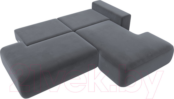 Изображение товара Диван угловой Лига Диванов Лига-36 НПБ правый / 121412 (велюр серый)