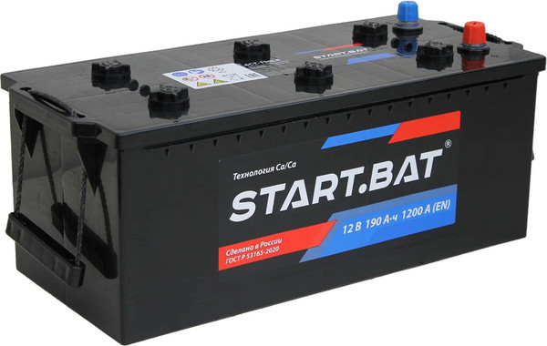 Изображение товара Автомобильный аккумулятор СтартБат 6СТ-190 L рус. конус+переходник (190 А/ч)