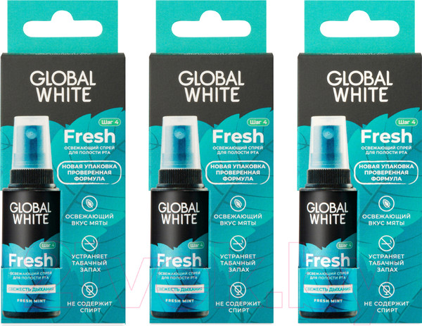 Изображение товара Спрей для полости рта Global White Fresh Освежающий (3x15мл)