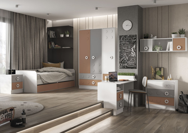 Изображение товара Письменный стол Стендмебель Турбо СТ 01 (шарли кашемир/терракота/белый)