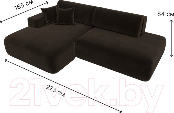 Изображение товара Диван угловой Лига Диванов Лига-36 НПБ левый / 121400L (микровельвет коричневый)