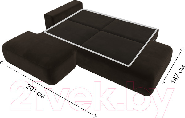 Изображение товара Диван угловой Лига Диванов Лига-36 НПБ левый / 121400L (микровельвет коричневый)