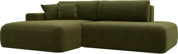 Изображение товара Диван угловой Лига Диванов Лига-36 НПБ левый / 121402L (микровельвет зеленый)