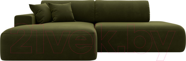 Изображение товара Диван угловой Лига Диванов Лига-36 НПБ левый / 121402L (микровельвет зеленый)