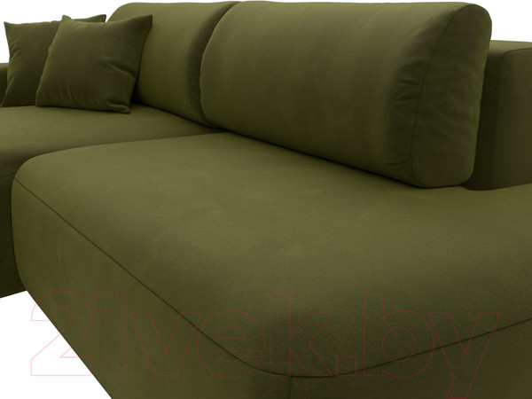 Изображение товара Диван угловой Лига Диванов Лига-36 НПБ левый / 121402L (микровельвет зеленый)