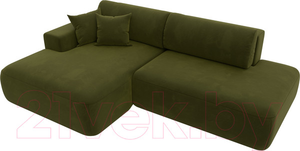 Изображение товара Диван угловой Лига Диванов Лига-36 НПБ левый / 121402L (микровельвет зеленый)