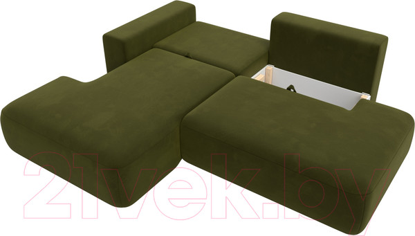 Изображение товара Диван угловой Лига Диванов Лига-36 НПБ левый / 121402L (микровельвет зеленый)