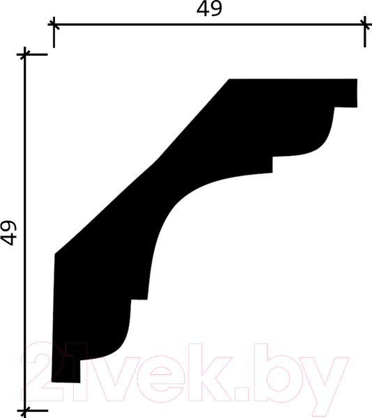 Изображение товара Плинтус потолочный Decor-Dizayn DD05 (49x49x2000)