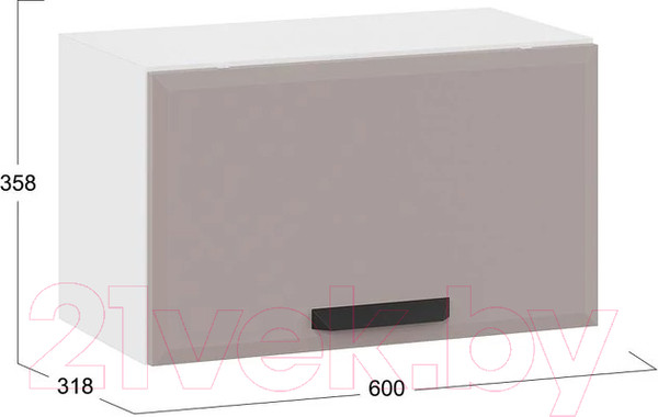 Изображение товара Шкаф навесной для кухни ТриЯ Тиана 1В6ГП (белый/мокко супермат)