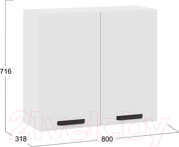 Изображение товара Шкаф навесной для кухни ТриЯ Тиана 1В8 (белый/белый супермат)
