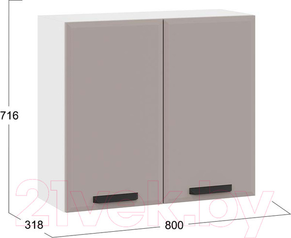 Изображение товара Шкаф навесной для кухни ТриЯ Тиана 1В8 (белый/мокко супермат)