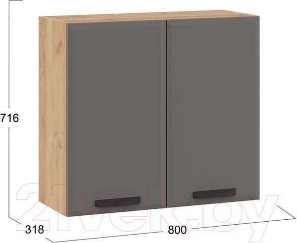Изображение товара Шкаф навесной для кухни ТриЯ Тиана 1В8 (дуб крафт золотой/асфальт супермат)