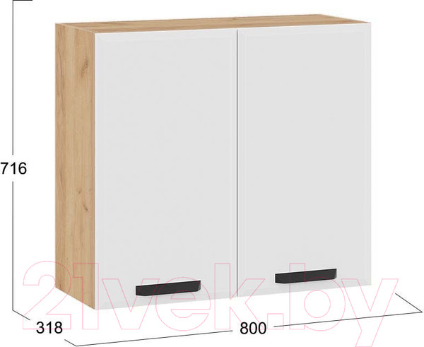 Изображение товара Шкаф навесной для кухни ТриЯ Тиана 1В8 (дуб крафт золотой/белый супермат)