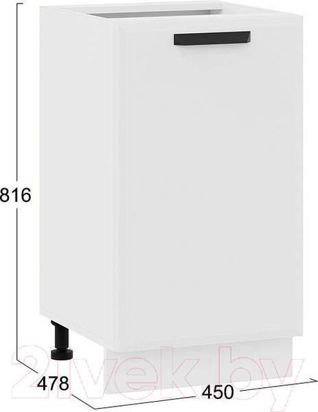 Изображение товара Шкаф-стол кухонный ТриЯ Тиана 1Н45 (белый/белый супермат)