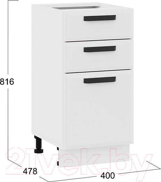 Изображение товара Шкаф-стол кухонный ТриЯ Тиана 1Н4Я3 (белый/белый супермат)