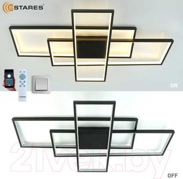 Изображение товара Люстра Estares Sven 120W 3S-APP-900x500x80-BLACK/WHITE-220-IP20
