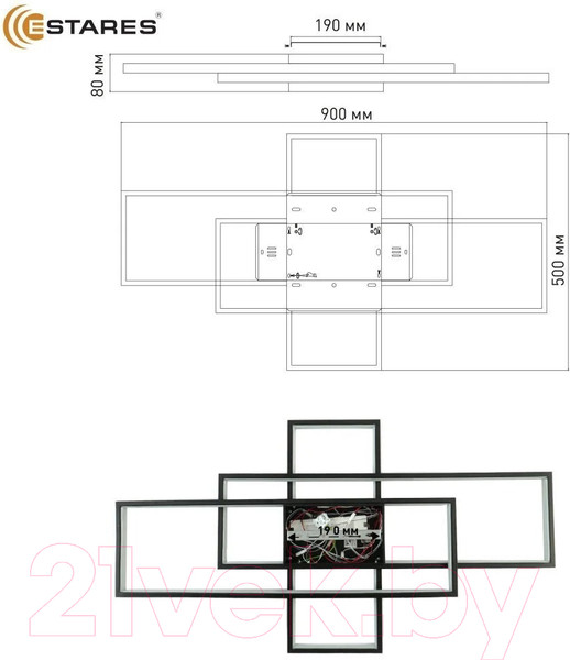 Изображение товара Люстра Estares Sven 120W 3S-APP-900x500x80-BLACK/WHITE-220-IP20