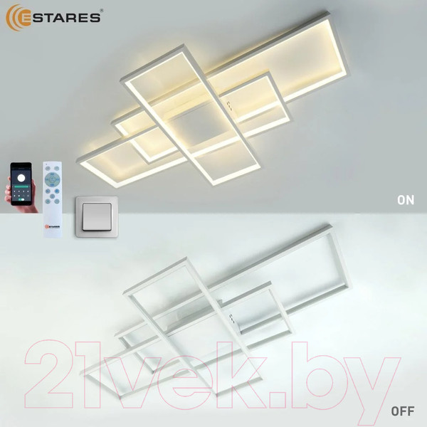 Изображение товара Люстра Estares Sven 120W 3S-APP-900x500x80-WHITE/WHITE-220-IP20