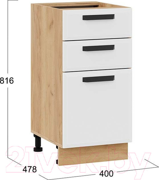 Изображение товара Шкаф-стол кухонный ТриЯ Тиана 1Н4Я3 (дуб крафт золотой/белый супермат)