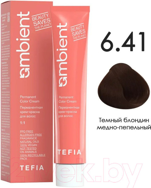 Изображение товара Крем-краска для волос Tefia Ambient Перманентная 6.41 (60мл, темный блондин медно-пепельный)