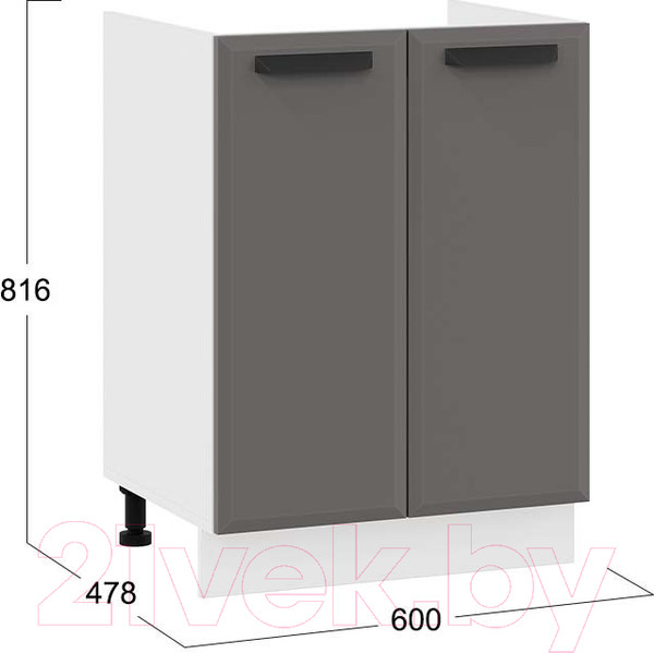 Изображение товара Шкаф под мойку ТриЯ Тиана 1Н6М (белый/асфальт супермат)