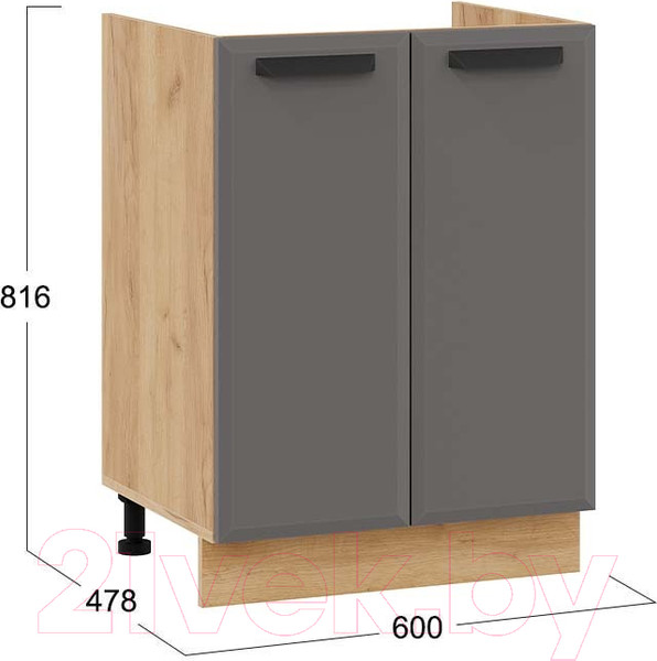 Изображение товара Шкаф под мойку ТриЯ Тиана 1Н6М (дуб крафт золотой/асфальт супермат)