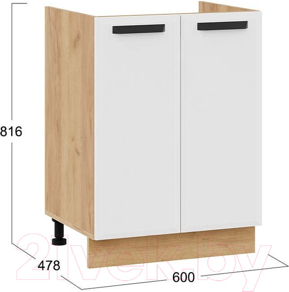 Изображение товара Шкаф под мойку ТриЯ Тиана 1Н6М (дуб крафт золотой/белый супермат)