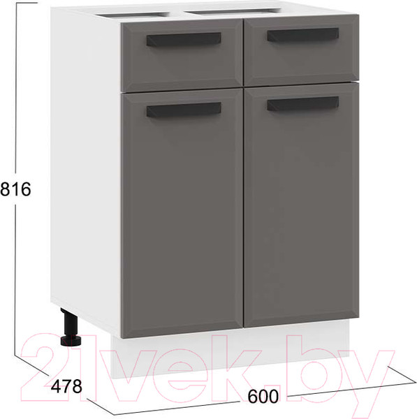 Изображение товара Шкаф-стол кухонный ТриЯ Тиана 1Н6Я1 (белый/асфальт супермат)