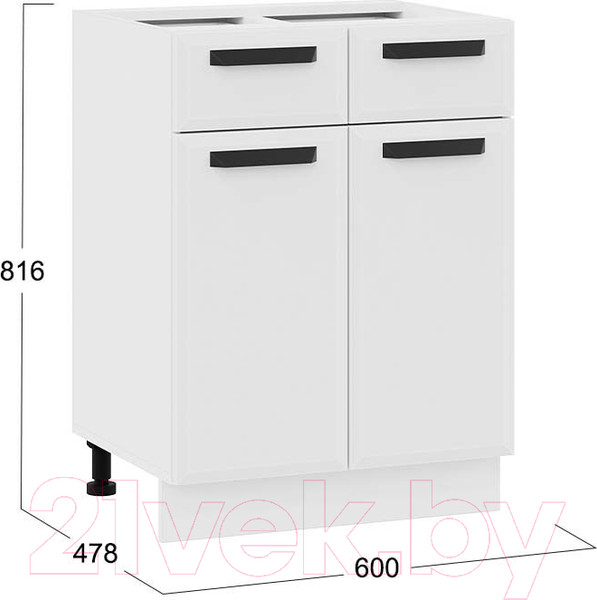 Изображение товара Шкаф-стол кухонный ТриЯ Тиана 1Н6Я1 (белый/белый супермат)