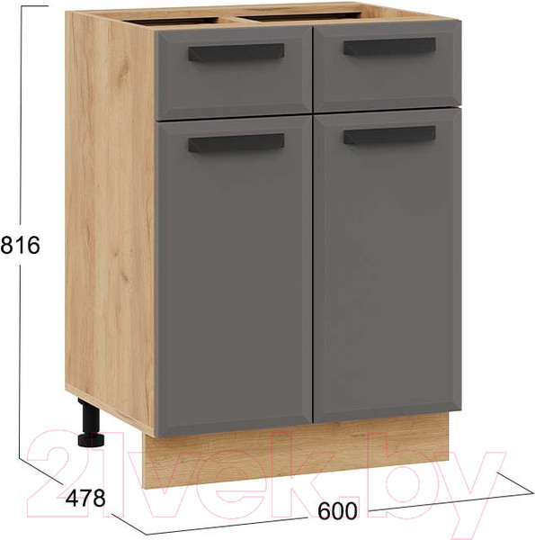 Изображение товара Шкаф-стол кухонный ТриЯ Тиана 1Н6Я1 (дуб крафт золотой/асфальт супермат)