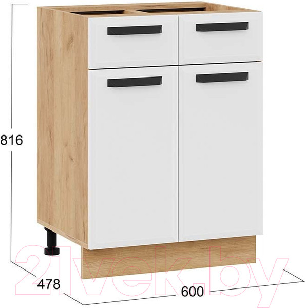 Изображение товара Шкаф-стол кухонный ТриЯ Тиана 1Н6Я1 (дуб крафт золотой/белый супермат)