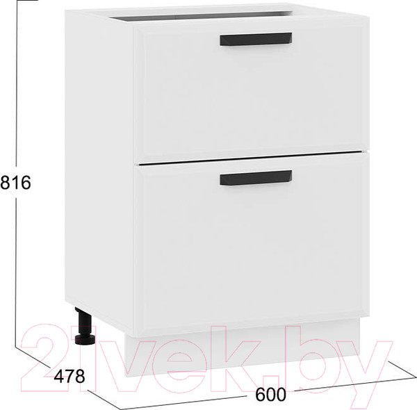 Изображение товара Шкаф-стол кухонный ТриЯ Тиана 1Н6Я2 (белый/белый супермат)