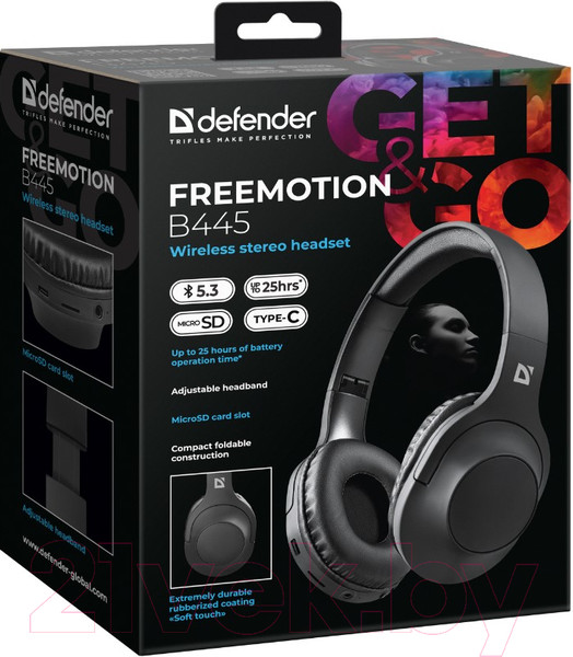 Изображение товара Беспроводные наушники Defender FreeMotion B445 / 63445 (черный)