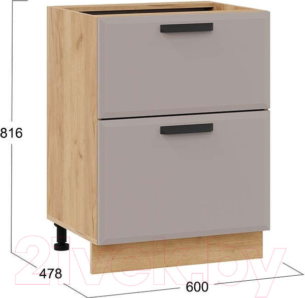 Изображение товара Шкаф-стол кухонный ТриЯ Тиана 1Н6Я2 (дуб крафт золотой/мокко супермат)