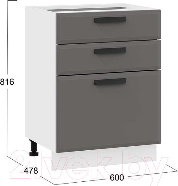 Изображение товара Шкаф-стол кухонный ТриЯ Тиана 1Н6Я3 (белый/асфальт супермат)