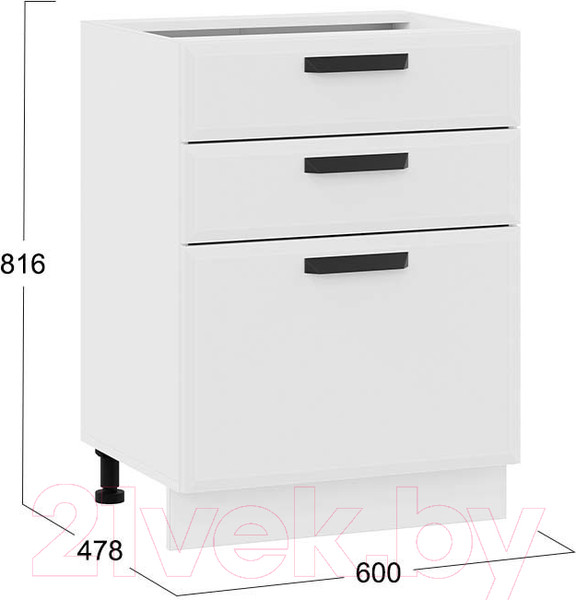 Изображение товара Шкаф-стол кухонный ТриЯ Тиана 1Н6Я3 (белый/белый супермат)