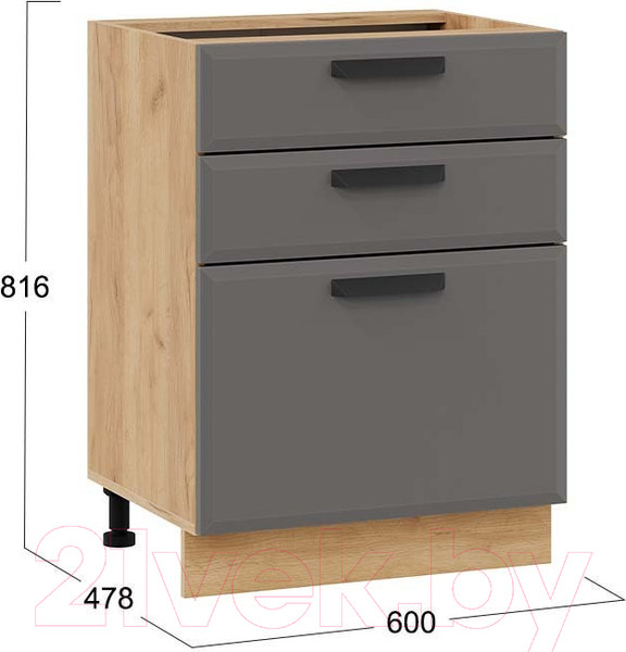 Изображение товара Шкаф-стол кухонный ТриЯ Тиана 1Н6Я3 (дуб крафт золотой/асфальт супермат)