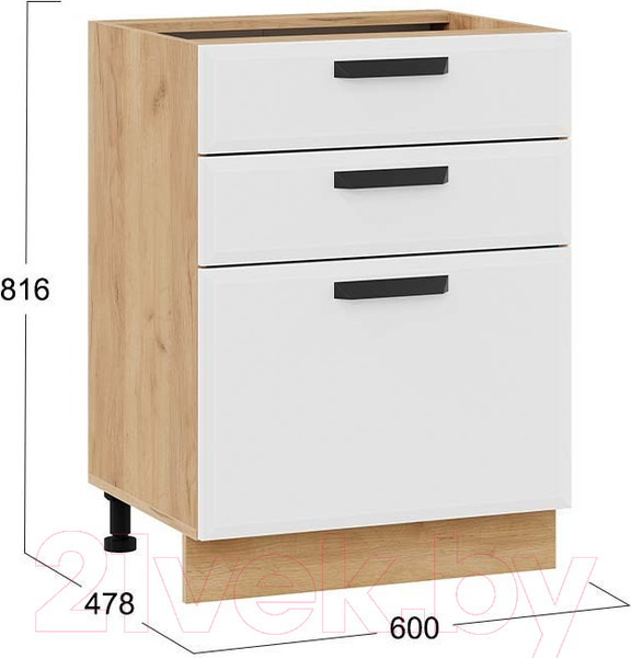 Изображение товара Шкаф-стол кухонный ТриЯ Тиана 1Н6Я3 (дуб крафт золотой/белый супермат)