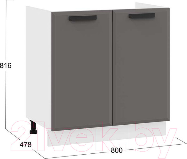 Изображение товара Шкаф под мойку ТриЯ Тиана 1Н8М (белый/асфальт супермат)