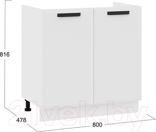 Изображение товара Шкаф под мойку ТриЯ Тиана 1Н8М (белый/белый супермат)