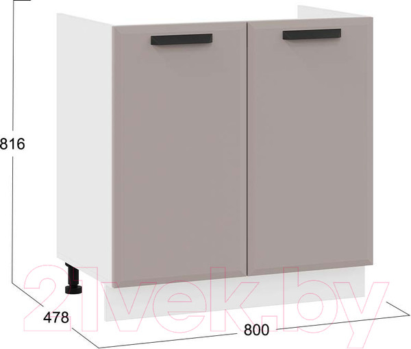 Изображение товара Шкаф под мойку ТриЯ Тиана 1Н8М (белый/мокко супермат)