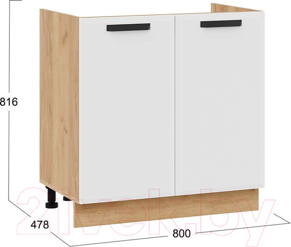 Изображение товара Шкаф под мойку ТриЯ Тиана 1Н8М (дуб крафт золотой/белый супермат)