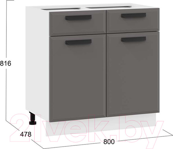 Изображение товара Шкаф-стол кухонный ТриЯ Тиана 1Н8Я1 (белый/асфальт супермат)