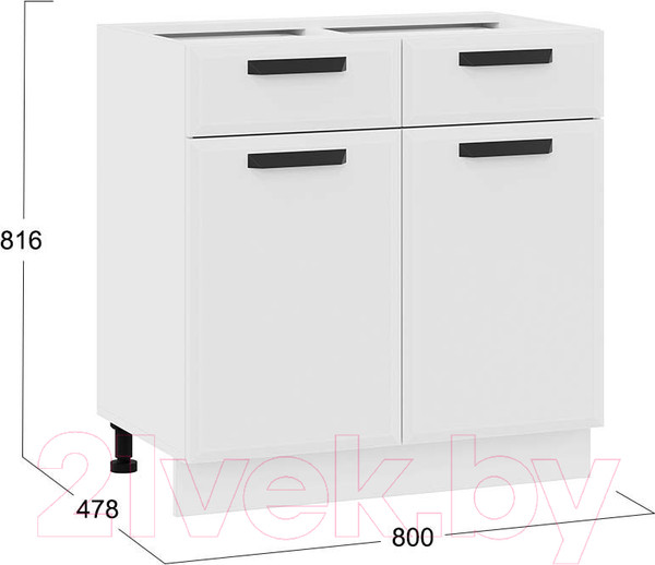 Изображение товара Шкаф-стол кухонный ТриЯ Тиана 1Н8Я1 (белый/белый супермат)