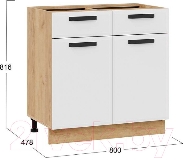 Изображение товара Шкаф-стол кухонный ТриЯ Тиана 1Н8Я1 (дуб крафт золотой/белый супермат)