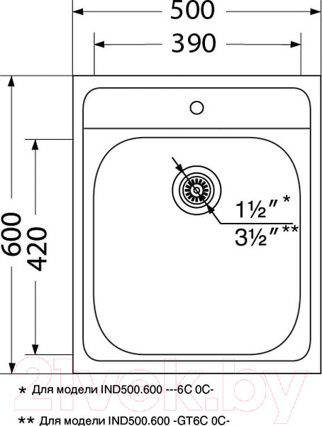 Изображение товара Мойка кухонная Ukinox Иннова IND500.600 -GT8C 0CS