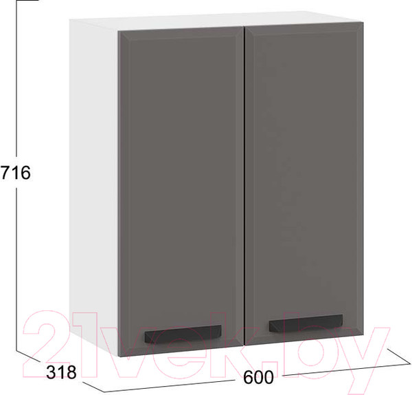 Изображение товара Шкаф навесной для кухни ТриЯ Тиана 1В6 (белый/асфальт супермат)