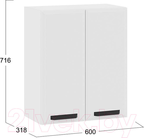 Изображение товара Шкаф навесной для кухни ТриЯ Тиана 1В6 (белый/белый супермат)