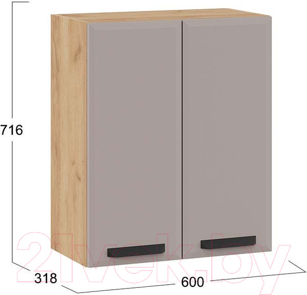 Изображение товара Шкаф навесной для кухни ТриЯ Тиана 1В6 (дуб крафт золотой/мокко супермат)