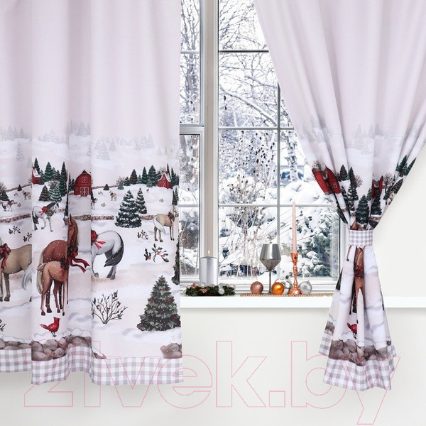 Изображение товара Комплект штор Этель Нorse Family / 10420182 (145x180, 2шт, с подхватами)